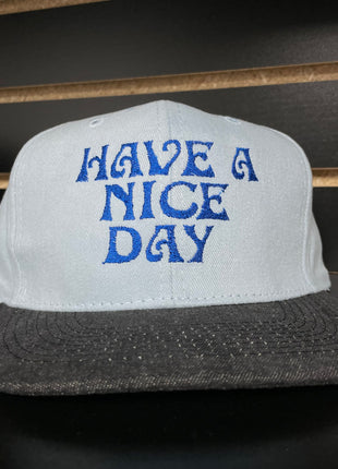 Custom Embroidered Have A Nice Day Vintage Black Brim Snapback Cap Hat