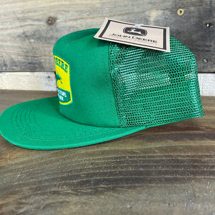 Vintage John Deere Collectors Center Green Mesh Trucker SnapBack Hat Cap K Brand Made in USA Deadstock