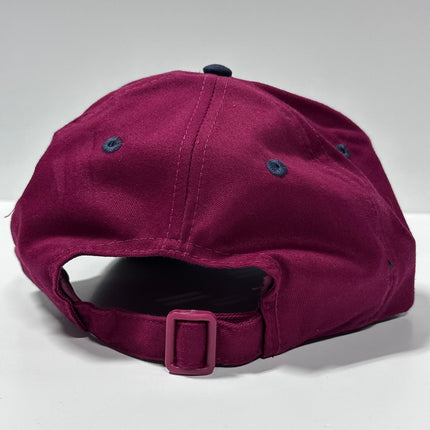 Pheasant on a Vintage Burgundy Mid Crown Strapback Cap Hat Custom Embroidered