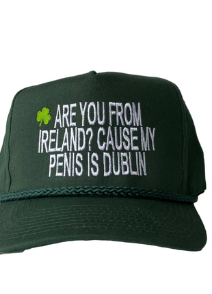 St. Patricks Day Are You From Ireland Cause My Penis is Dublin Green Rope SnapBack Cap Custom Embroidered NSFW hat