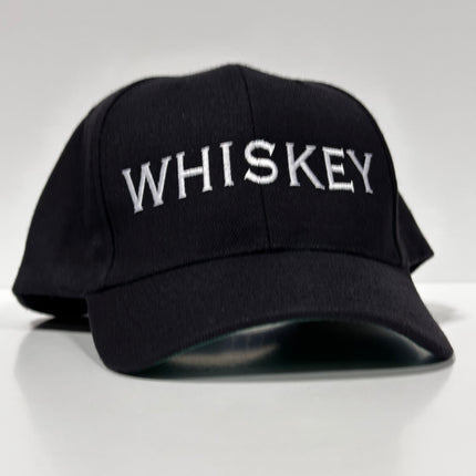 Whiskey embroidered on a black SnapBack Hat Cap Custom Embroidery