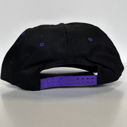 Custom Tweety Bird patch Vintage Black Crown Purple Brim SnapBack Hat Cap with rope
