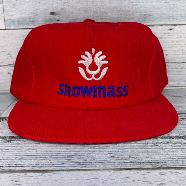 Vintage Snowmass Red corduroy Snapback hat cap