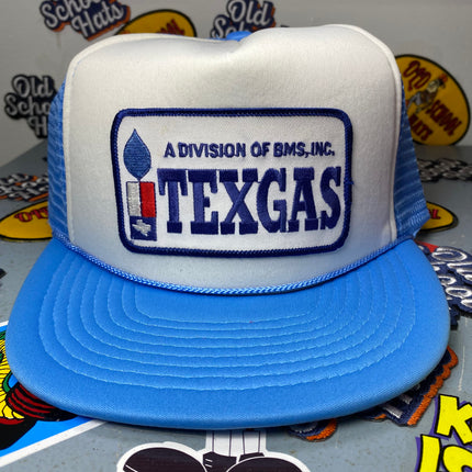 Custom Texgas Oil Vintage Blue Trucker Mesh Snapback Hat Cap