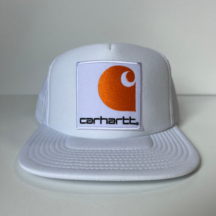 Custom Carhartt patch Vintage White Mesh Snapback Hat Cap