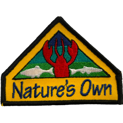 Vintage Natures Own Lobster Logo Black and Yellow 3.5”x2.5” Sew On Patch