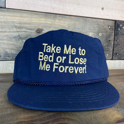 Custom Take me to bed or lose me forever vintage Navy Rope Zip Back Cap Hat