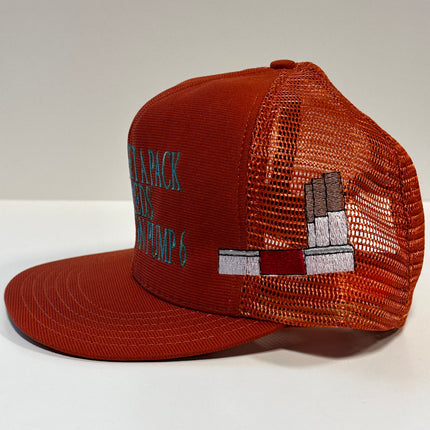 Burnt Orange Pack Of Reds 90s Vintage Mesh Tall Crown Trucker SnapBack Cap Hat Made In USA Pack of Cigarettes Funny Meme Custom Embroidered