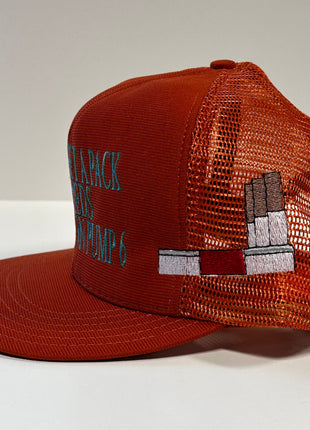 Burnt Orange Pack Of Reds 90s Vintage Mesh Tall Crown Trucker SnapBack Cap Hat Made In USA Pack of Cigarettes Funny Meme Custom Embroidered