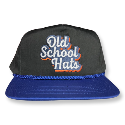 Custom Old School Hats Logo Vintage Rope Blue Brim Black Crown Snapback Cap Hat