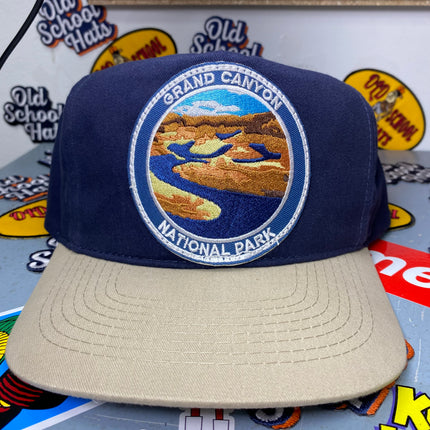Custom Grand Canyon National Park Vintage Navy Crown Khaki Brim Strapback Hat Cap