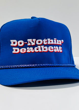DO NOTHIN DEADBEAT Vintage Blue Tall Crown Strapback Cap Hat JOSHUA QUIMBY Band Merch Custom Embroidered