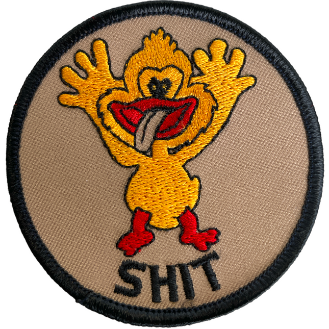 Vintage Chicken Shit Black and Tan 3” Sew On Circle Patch