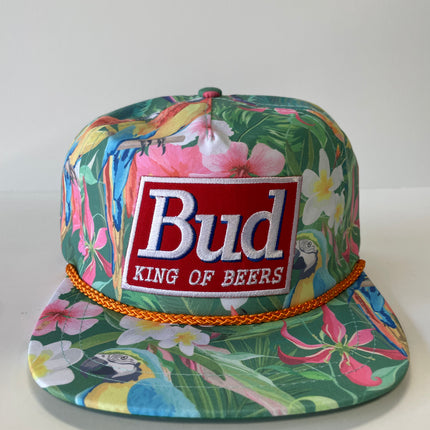 Custom Bud King of Beers patch on a Floral Strapback Hat Cap