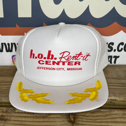 Vintage h.o.b. rent it center Jefferson City, Missouri white scrambled eggs mesh Snapback hat cap