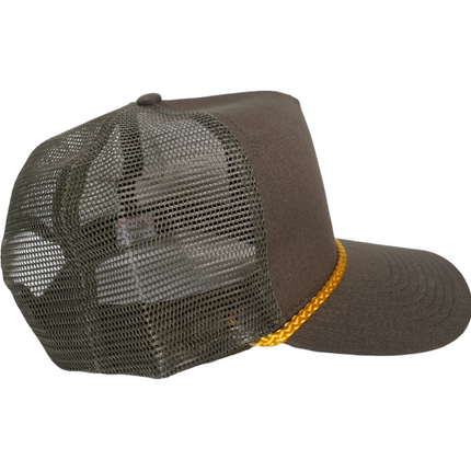 Retro Brownish Crown 5 Panel SnapBack Hat Cap with Rope