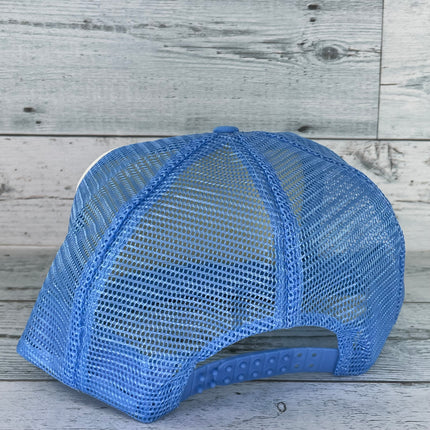 Old School Blue Bass Fishing Mesh Trucker Snapback Cap Hat