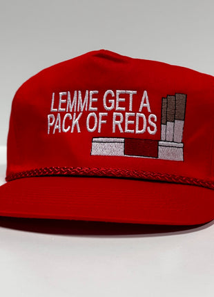 LEMME GET A PACK OF REDS Vintage Red Rope SnapBack Cap Hat Funny Custom Embroidered