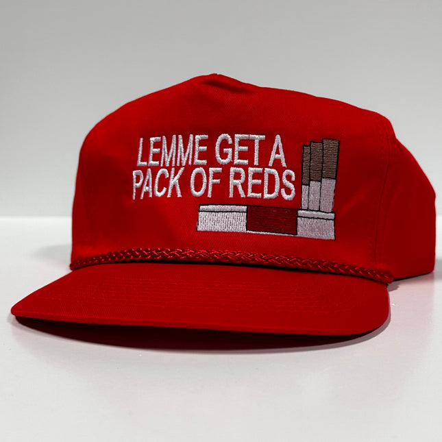 LEMME GET A PACK OF REDS Vintage Red Rope SnapBack Cap Hat Funny