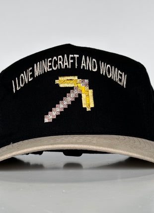 I love Minecraft and Women Funny Strapback Cap Hat Custom Embroidered Hutchbucketz Collab