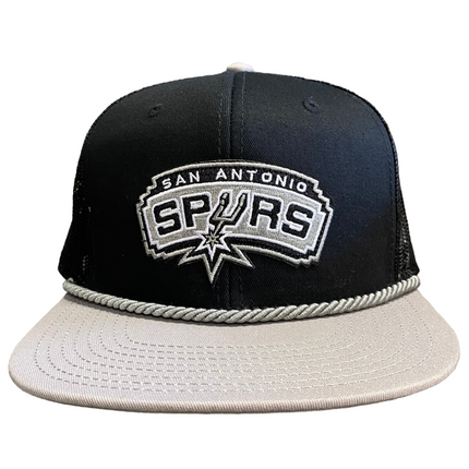 Custom San Antonio Spurs NBA on black crown gray brim with gray rope Snapback Hat Cap