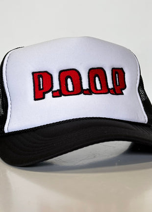 POOP FUNNY Black Mesh SnapBack Trucker Cap Custom Embroidered Hat Instagram, YouTube and TikTok Collab Merch Potent Frog