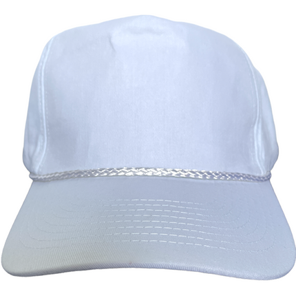 Vintage White Mid Crown Snapback Hat Cap with Rope