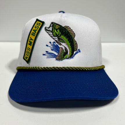 Custom KISS MY BASS FISHING HAT With Rope SnapBack Custom Embroidered