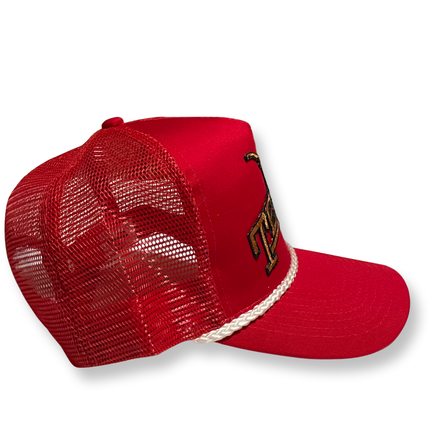 Custom Texas Longhorns Rope Red Mesh Trucker Snapback Cap Hat