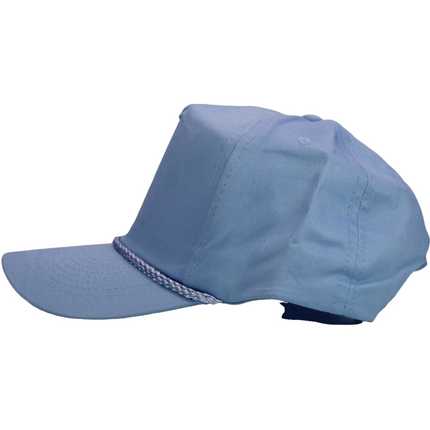 Vintage Baby Blue Mid Crown Snapback Hat Cap with Rope