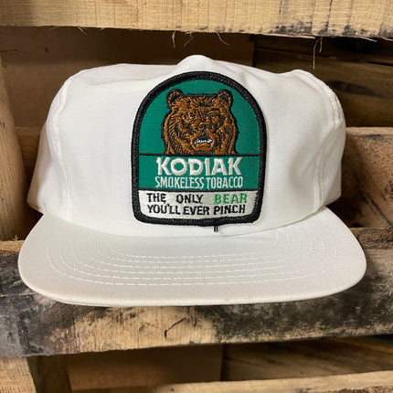 Vintage Kodiak Smokeless Tobacco White Trucker Cap Snapback Hat ( Great Condition)