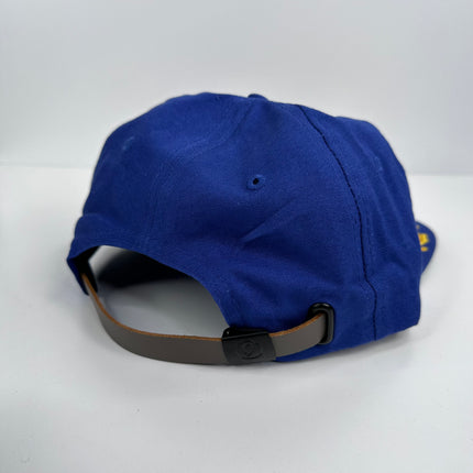 Golf Crest Blue Gold Leaf Rope Strapback Cap Hat Custom Embroidered
