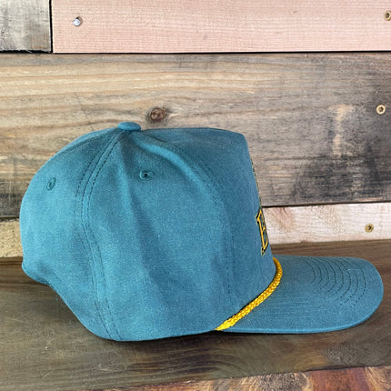 Custom Baylor University Vintage Green Yellow Rope Golf Snapback Cap Hat