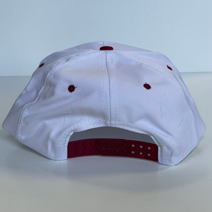RUN THE DANG BALL Red and White on a Vintage Rope Maroon Brim Snapback Cap Hat Custom Embroidered