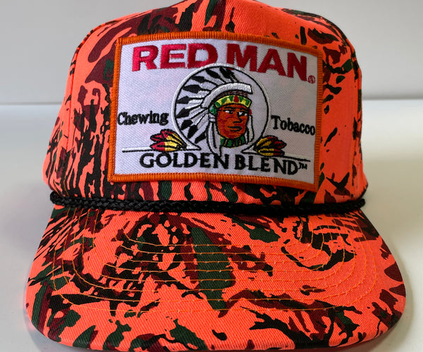 Red man chewing tobacco patch vintage camo orange rope