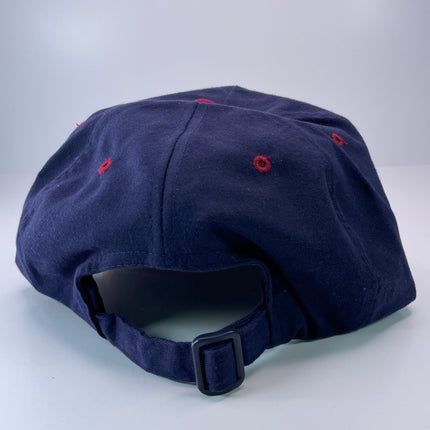 Certified Alcoholic Vintage Mid-High Navy Crown Maroon Brim Strapback Hat Cap Custom Embroidery