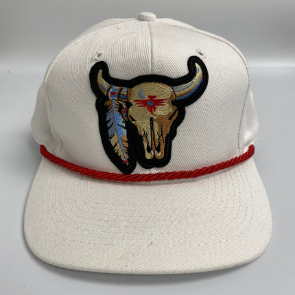 Custom cow skull vintage red rope Snapback hat cap