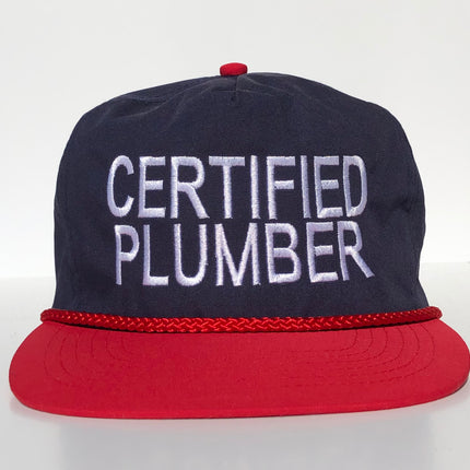 Certified Plumber Custom Vintage Embroidered Hat Zipback Hat Cap