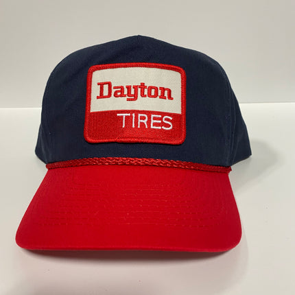 Custom Dayton Tires Vintage Navy Crown Red Brim Snapback Hat Cap