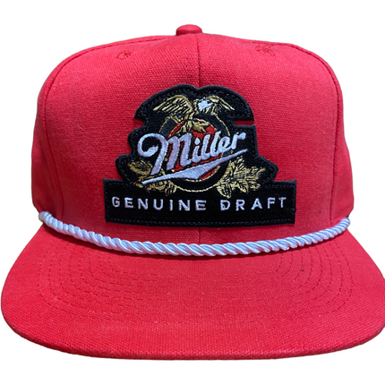 Custom Miller Beer patch Vintage Red SnapBack Hat Cap with rope