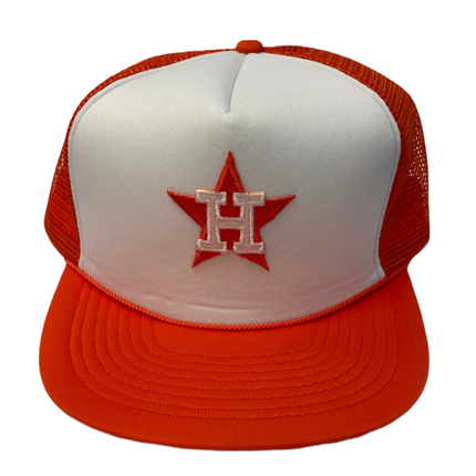 Custom Houston Astros Vintage Orange Rope Mesh Trucker SnapBack Hat Cap Ready to ship