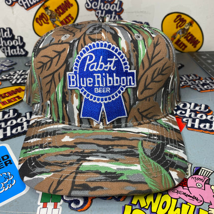 Custom Blue Ribbon Beer Vintage Camouflage Snapback Hat Cap