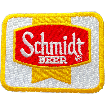 Vintage Schmidt BeerYellow and White and Red Logo 3”x2.25” Sew On Patch