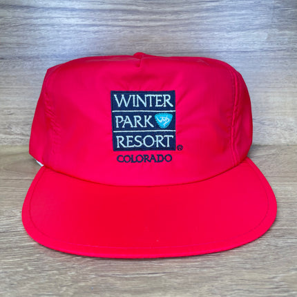 Vintage Winter Park Resort Ski Colorado Red Nylon SnapBack Hat Cap