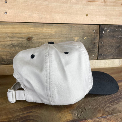 Custom Miller Time Texas patch Vintage Khaki Black Brim Strapback Cap Hat