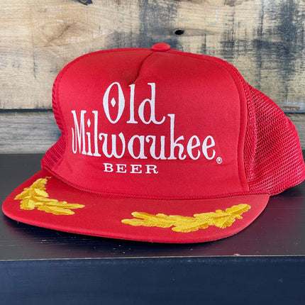Vintage Old Milwaukee Beer Scrambled Eggs Red Mesh SnapBack hat cap