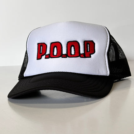 POOP FUNNY Black Mesh SnapBack Trucker Cap Custom Embroidered Hat Instagram, YouTube and TikTok Collab Merch Potent Frog