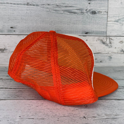 Old School Orange Bass Fishing Mesh Trucker Snapback Cap Hat