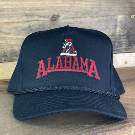 Custom Alabama Vintage Patch Black Rope Snapback Cap Hat