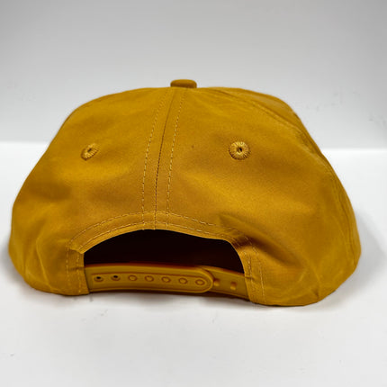 Leather Head Custom Butter butt her Genuine Leather Funny Patch Sewn on a Yellow Mustard SnapBack Hat Cap with Rope